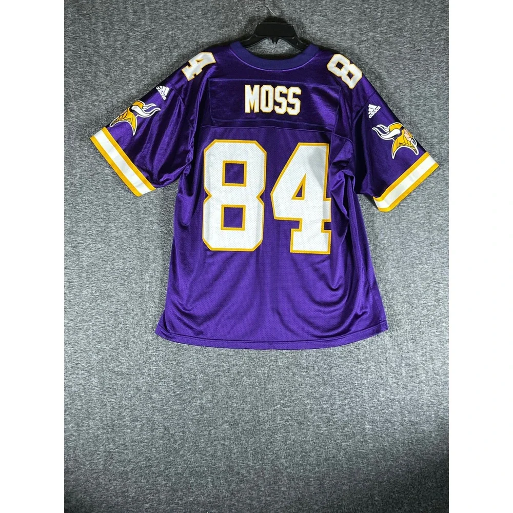 Adidas Minnesota Vikings Randy Moss 84 Jersey Mens Large Purple Vintage NFL Mesh